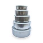 Σετ φαγητοδοχείων 5 τεμαχίων από ανοξείδωτο ατσάλι με πλαστικά καπάκια-κλαράκης