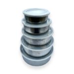 Σετ φαγητοδοχείων 5 τεμαχίων από ανοξείδωτο ατσάλι με πλαστικά καπάκια-κλαράκης