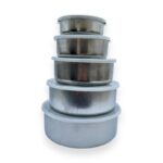 Σετ φαγητοδοχείων 5 τεμαχίων από ανοξείδωτο ατσάλι με πλαστικά καπάκια-κλαράκης