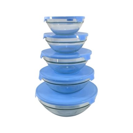 γυάλινα μπολ με καπάκι σετ 5 τεμαχίων 10-12-14-16-18cm-klarakis