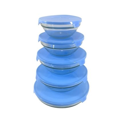 γυάλινα μπολ με καπάκι σετ 5 τεμαχίων 10-12-14-16-18cm-klarakis